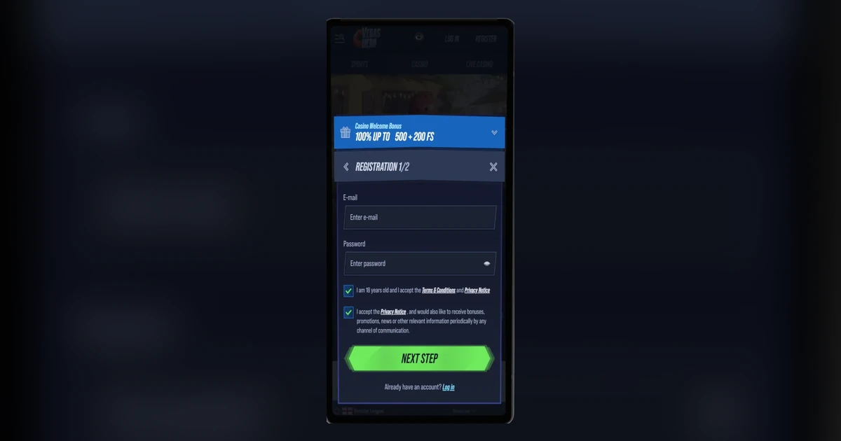 Inscription et connexion au casino VegasHero